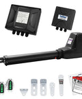 Heavy Duty Single Swing Gate Opener With 24V DC Motor, AC Powered Driveway Gate Operator Up To 18 Feet, Remote Control Kit Included