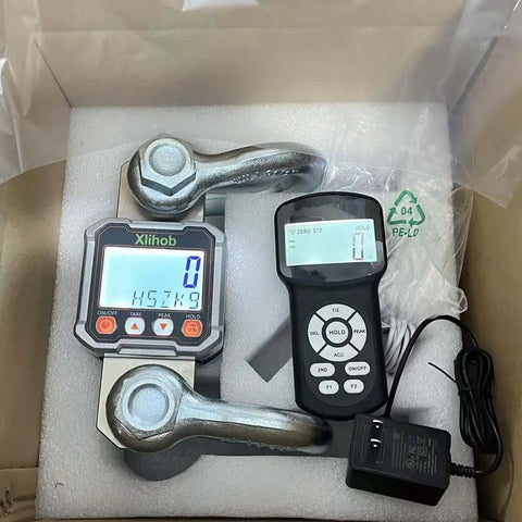 5 Ton Tension Dynamometer Force Gauge With Wireless Remote For Cable And Rope Pull Or Push Heavy Duty Crane Hanging Digital Scale Up To 11000 Lbs Maximum Load And 10000 Lbs Readout Range Tare Zero Peak Hold And Accumulating Readouts, boxed set