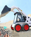 One Fourteenth Scale RC Skid Steer Loader With Eleven Channel Full Function Remote Two Point Four G Lights digging sand