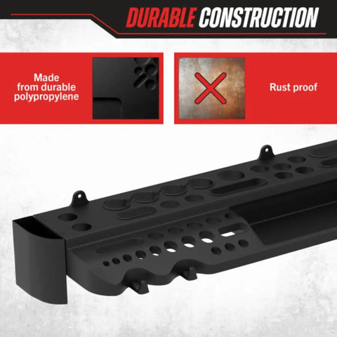 Heavy Duty Wall Mounted Tool Organizer With 61 Hole Screwdriver Holder 4 Hooks And 2 Compartments Utility Shelf Pliers Rack