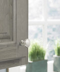 Top Notch Ten Pack Of 1.25 Inch Round Cabinet Knobs With Slick Satin Nickel Coating For Kitchen Drawers on cabinet door.