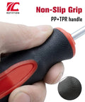 Close-up of ergonomic handle from 8 Piece Magnetic Torx Screwdriver Set With Red Tips T8 To T40, S2 Steel Construction