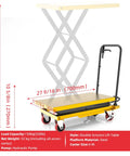 Heavy Duty Hydraulic Lift Cart With 330Lb Capacity, 49.6 Inch Max Lift Height, Single Scissor Lift Table, Locking Wheels