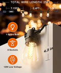 Smart Outdoor 25 Ft String Lights With App And Remote Control Music Sync Vibe Dimmable Edison Bulbs close-up showing socket details