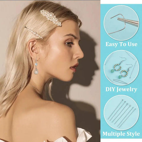600 Piece 2 Inch Stainless Steel Jewelry Pins Set With Open Eye Pins, Flat Head Pins And Ball Head Pins, 304 Stainless Steel 21 Gauge Craft Pins For DIY Beading, Jewelry Making And Bead Bling used in pearl hair clip and DIY earrings