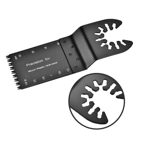 Close-up of 32mm HSS Oscillating Saw Blade Pack For Wood Plastic Soft Metal With Built In Depth Markers, showing precision teeth