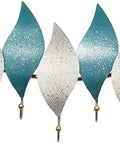 Heavy Duty Wall Mounted Coat Hook With Snowflake Design Iron Wall Hook For Entryway And Bathroom Rust Resistant Metal Hanger For Scarves Umbrellas Bags Keys And Hats Single Unit Silver Finish features decorative leaf shapes in teal and white.