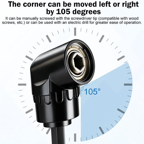 Premium Three Piece Impact Socket Adapter Kit with 1/4, 3/8 And 1/2 Inch Drive Includes Right Angle Drill Attachment For Tough Jobs At Home Or Work, black 105° drill attachment
