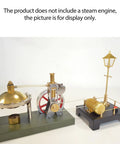 Build Your Own Badass Vertical Steam Engine Model Kit With A Transparent Cylinder Piston And Flywheel Power System Using Full Metal STEM Educational Parts And Rock Solid Spherical Boiler Design For Real Weekend Engineering Joy displayed without steam engine.