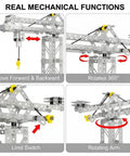 3 In 1 Metal Construction Kit With 273 Parts Tower Crane Frame Crane Windmill Model Set showcasing mechanical functions