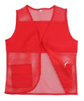 Top Shelf High Visibility Safety Vest Built To Last In Bold Red Mesh Heavy Duty Work Wear With Snug Pockets, front view.
