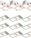 Slick Double Head Led Recessed Downlights For Ceiling Adjustable Angle Anti Glare Lens 14W Cool White Indoor Home Fixtures arranged in pack of twelve.