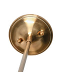 Close-up of mounting fixture for Industrial Caged Dome Metal Ceiling Light in Brushed Brass and Navy Blue Two Tone Finish