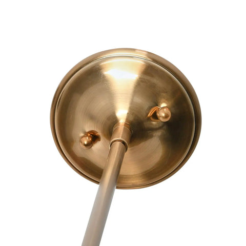 Close-up of mounting fixture for Industrial Caged Dome Metal Ceiling Light in Brushed Brass and Navy Blue Two Tone Finish