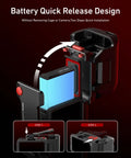 Battery quick release feature of Metal Street Grip Kit For DJI Action 5 Pro 4 3 with open cage showing battery removal.