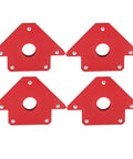Heavy Duty Welding Magnet Set With 4 Pieces Of Angled Holders Offering Multi Position Support For Arrow Setup At 45 90 And 135 Degrees - Red magnetic holders.