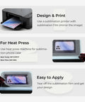 Printable Sublimation Heat Transfer Film For Phone Cases And Mugs, 20 Pack 3D Sublimation Sheets showing design and print process