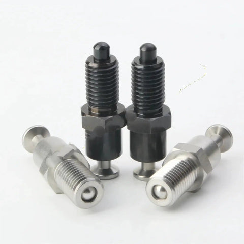 Workhorse Indexing Plunger With Hand Retractable Spring Pin Locking Screw, heavy-duty steel bolts for CNC machining and woodworking jigs.