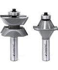Two Piece Carbide Tipped Edge Banding Router Bit Set For DIY Woodworking, 30 Degree Bit With 1-19/32 Inch Diameter, 1/2 Inch Shank