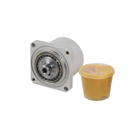 Ultra Compact Harmonic Gearbox Reducer 50 to 1 for Robotic Arms with lubricant container shown next to it