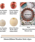 All In One Macrame Kit For Beginners With Natural Cotton Rope 3mm x 220 Yards includes instruction manual, wooden beads, sticks