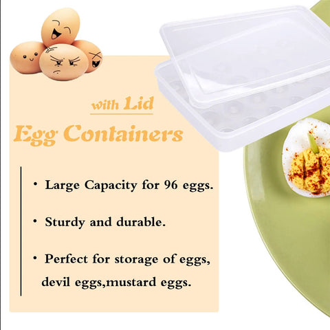 Clear 24 Egg Tray With Lid 4 Pack Deviled Egg Holder Organizer For Fridge Plastic Egg Storage Container with deviled egg