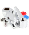 B9K Lever Handles for Faucets, Chrome Plated Metal With Red And Blue Indexes, Includes Two Screws, Six Pack