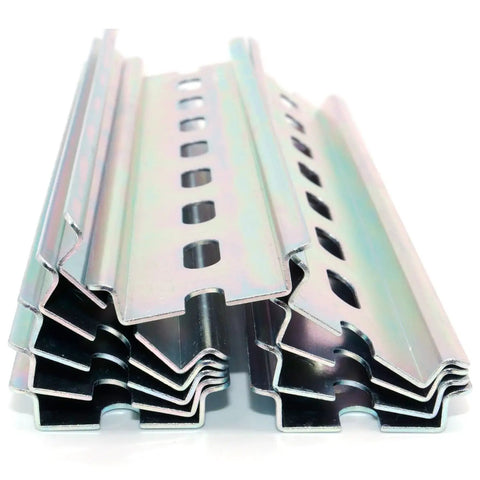 Stack of Ten Piece TS Thirty Five Seven Point Five Slotted DIN Rail Zinc Plated SPCC Steel RoHS CE Certified Rails