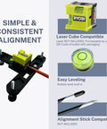 Premium Nylon Alignment And Leveling Stand Works With Laser Cube with bubble level and adjustable metal fasteners for golf training.