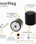 Heavy Duty Magnetic Bifold Door Catch Holder With Strong Magnet Stopper, includes features like strong neodymium magnets, 29mm diameter black design.