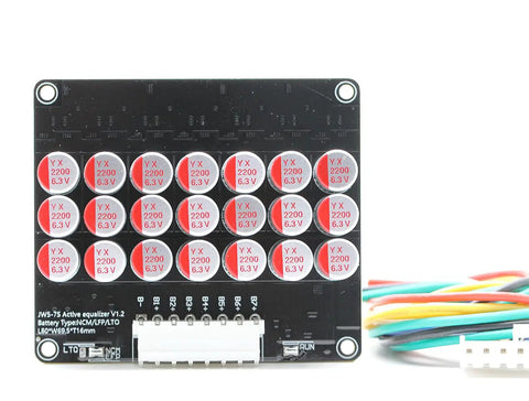 Legit Heavy Duty Active Cell Balancer For 6S And 7S Lithium Packs seen from above with capacitors and connector for easy integration.