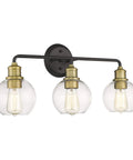 3 Light Vanity Light For Bathroom Over Mirror In Matte Black And Antique Brass With Clear Glass Shades Industrial Farmhouse Style Fixture For Modern Bathrooms Super Slick