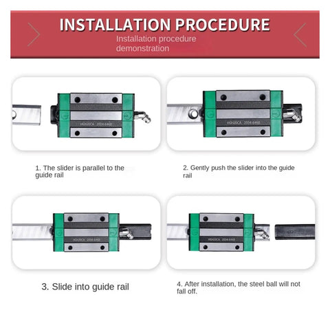 Premium HGR15 Linear Guide Rail Kit 650mm With Four Blocks For Smooth Precision Motion Perfect For DIY CNC Machines And Robotic Projects That Need Rock Solid Accuracy And Low Friction Sliding Action Every Single Time. installation procedure diagram