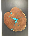 16 Inch Handcrafted Lazy Susan Charcuterie Board With Turquoise Painted Wood Rotating Serving Tray For Cheese And Snacks Modern Dining Table Centerpiece Durable Wooden Turntable For Entertaining
