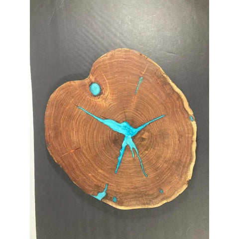 16 Inch Handcrafted Lazy Susan Charcuterie Board With Turquoise Painted Wood Rotating Serving Tray For Cheese And Snacks Modern Dining Table Centerpiece Durable Wooden Turntable For Entertaining