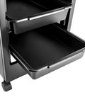 Close-up of two pullout drawers from a Professional 5 Tray Salon Rolling Cart With Smooth Gliding Wheels And Heaps Of Storage Space For Hair Stylists Seeking A No Fuss Setup And Reliable Organization Built To Rock Every Day.