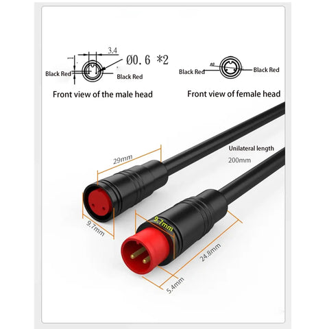 2 Pin 3 Pin 4 Pin Waterproof Signal Cable Pigtail 20cm 26AWG lead with male and female connectors, for Ebike Conversion Kit IP66 5 Pack