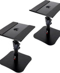 Heavy Duty Desktop Speaker Stands Pair With Flat Base Adjustable Height And Tilt Universal Platforms for Computer or Home Theater