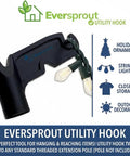 Must Have Utility Hook For Hanging String Lights And Bird Feeders Reaching High Places Lightweight Design Fits On Three Quarters Inch Acme Thread Pole Tips Hook Only No Pole, shown with string lights attached, suitable for outdoor use.