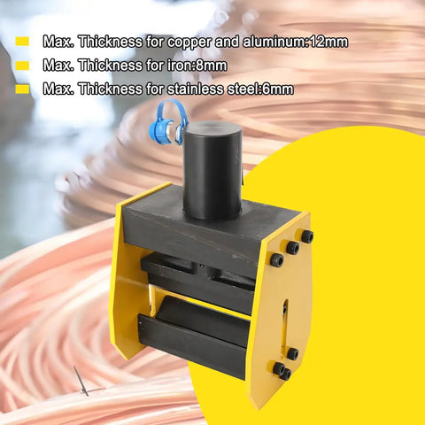 Lethal 20 Ton Hydraulic Busbar Bender CB-200A showing capacity details for copper, iron, and stainless steel thicknesses.