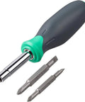 6 In 1 Multi Bit Screwdriver And Nut Driver Tool With Cushioned Grip For DIY Home Projects Slotted And Phillips Bits Includes Nut Drivers