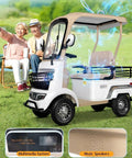 Heavy Duty Four Wheel Electric Golf Cart With 800W Motor And Built In Reverse Camera delivering zippy 12 mph cruising and music speakers.