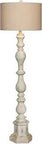Antique Ivory Floor Lamp With Oatmeal Linen Designer Shade, 3 Way Switch, Easy To Use, Classic Modern Lighting For Living Room Or Den, W-6259 Style Lamp, shown in full view with intricate base design.