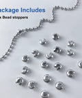 20 Pack Ball Bead Chain Stop 10.0mm Extra Large for Curtain Louvers, stainless steel chain stoppers shown with bead chain