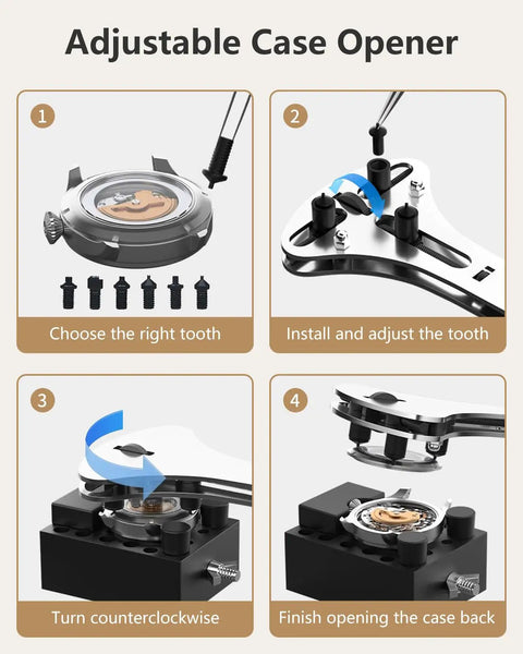 Complete Watch Repair Kit With Link Removal Tool And Case Opener For Battery Replacement And Strap Adjustment instructions