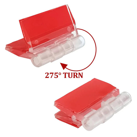 No Sweat Setup Clear Acrylic Hinges With Self Adhesive Latch Buckles Ideal For Craft Boxes Storage Solutions And Slick Organizers with 275° turn feature.