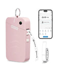 Slick Portable Bluetooth Label Maker With Wireless Tape, Compact Handheld Sticker Printer For Quick Adhesive Labels in pink, showing printed labels.