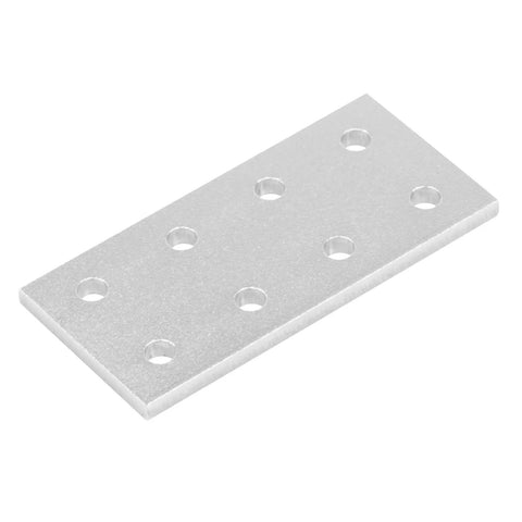 Silver anodized 8-hole rectangle plate for 2020 2040 T-slot aluminum profiles, part of 10 Pack Flat Joining Plates For DIY Projects.