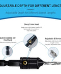 Diagram showing parts of Woodworking Countersink Drill Bit Set 5 Piece 3 In 1 Chamfer Bits With Depth Adjustable M2 Pilot Bits