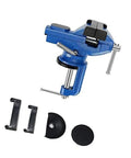 Compact Table Vise For Small Wood And Metal Projects 50mm Clamp Width Handy Clamp Tool For Hobbyists Quick Secure Holding No Fuss Craft And Workshop Helper For DIY Woodworking, blue metal vise with jaws and pads
